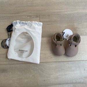 Donsje Leather Light Brown Mary Janes Flats Fur Baby 0-6 months